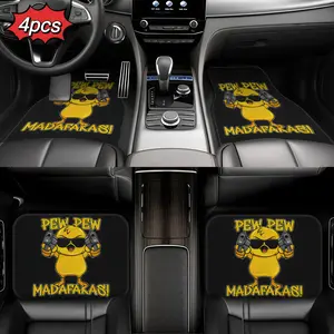 4pcs Car Floor Mats with "Pew Pew Madafakas" Duck Design - Non-Slip Polyester, Durable & Absorbent, Easy to Clean, Truck Accessories, Fit for Trucks, Vans, SUVs