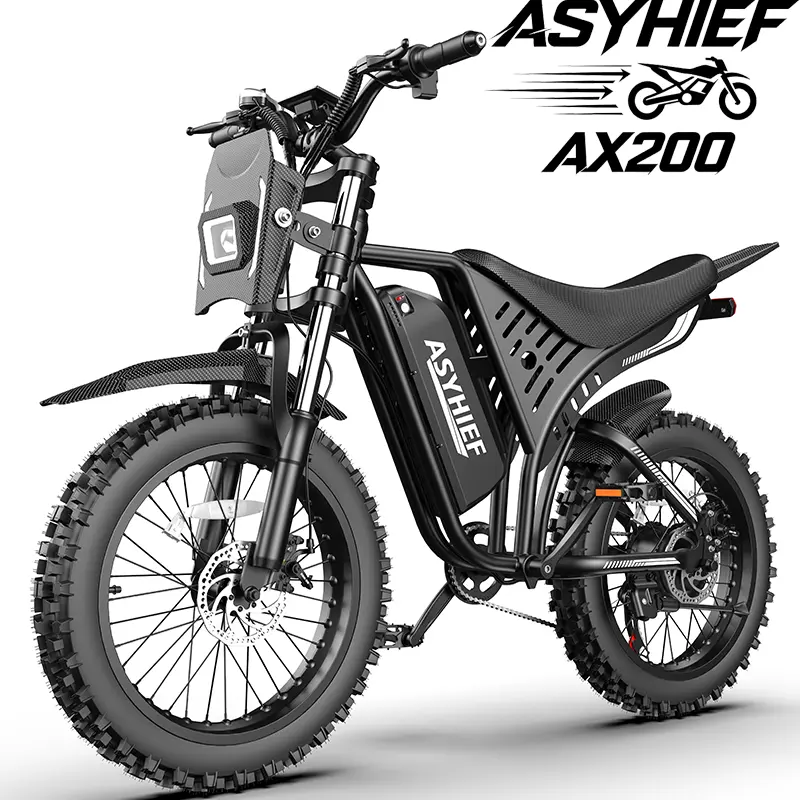 ASYHIEF AX200 for Adults Powerful Off-Road E-Bike , 3500W Peak 35MPH Max Speed, 48V 15.6AH UL2849 Battery 120Miles PAS Range, 17" All-Terrain Tires, Full Suspension Dual Disc Brake 7-Speed Electric Bicycle for Snow Beach Mountain Desert Travel