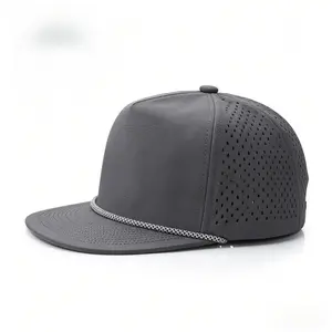 2026 latest model dark gray summer quick-dry flat-brim cap, with ventilation holes, equipped with a drawstring, waterproof and sun-protective baseball cap, gift