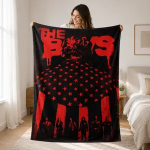 Ultimate Gift for The Boys Fans: Homelander Cape Inspired Flannel Blanket - Large Cozy Soft Throw for Movie Night & Gifting - Anti-Hero Theme Home Decor