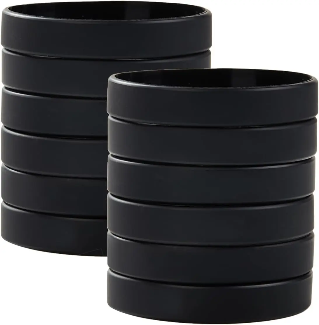 12pcs/Pack Blank Color 8 Inch Black Silicone Rubber Bracelets Wristbands for Party Favors Events Sports Classroom Training Office Household Use for Teens Men Women Multiple Uses