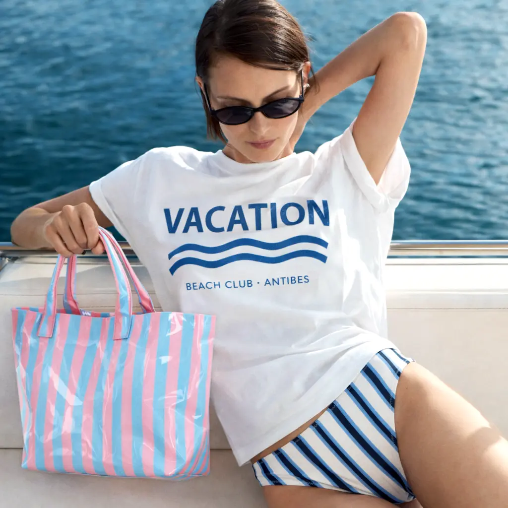 Striped Tote Bag 2PCS Set High-Value Lightweight Handbag Large Capacity Commute Travel Shoulder Bag Casual Fashion All-Season Beach Bag