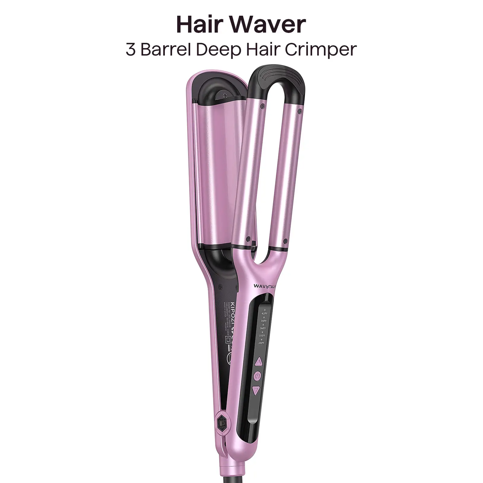 Wavytalk Beachy Waver Hair Crimpers with 3 Barrel, Fast Heat Curling Iron, Easy-to-Use Hair Crimper for Effortless Waves, Pink