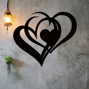 Heart Shaped Metal Wall Art, 1 Count Romantic Metal Wall Decor, Wall Hanging Ornament for Home Living Room Bedroom, Home Decor, Poster, Modern Home Decoration