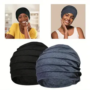 2PCS Women's Breathable Cotton Slouch Beanie Hat - Lightweight Stretchy Baggy Hat, Solid Color Chemo Hat momma