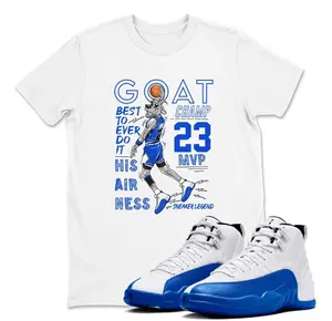 GOAT Sneaker Tees JD 12 Blueberry 12 Blueberry Game Royal Blue White Black T Shirt Match Unisex
