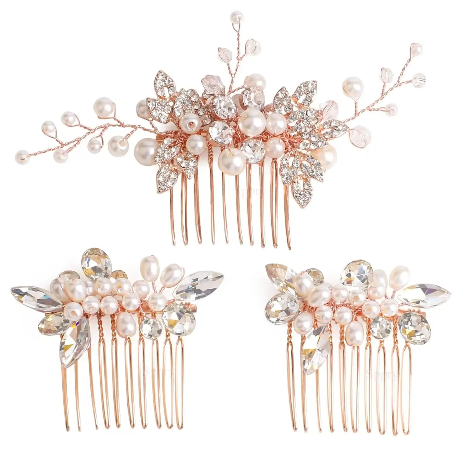 Bridal Hair Comb - Bendable   Hair Accessory for Women at Wedding, Rose