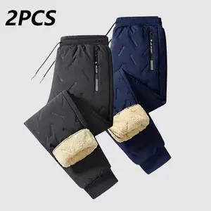 Men's Thick Fleece-Lined Winter Trousers with Elastic Waistband & Drawstring Pockets Non-Stretch Durable Activewear for Hiking Workouts Casual Wear Menswear Pants Plain sweatpants men pants men