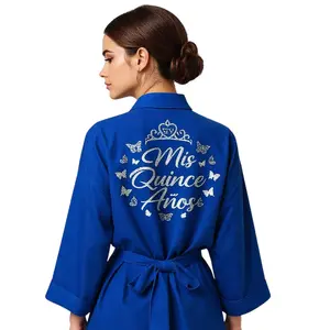 Women's Personalized Matte Satin Quinceañera Bathrobe - Custom Name & Phrase, 15th Birthday Gift, Women's Sleepwear & Loungewear