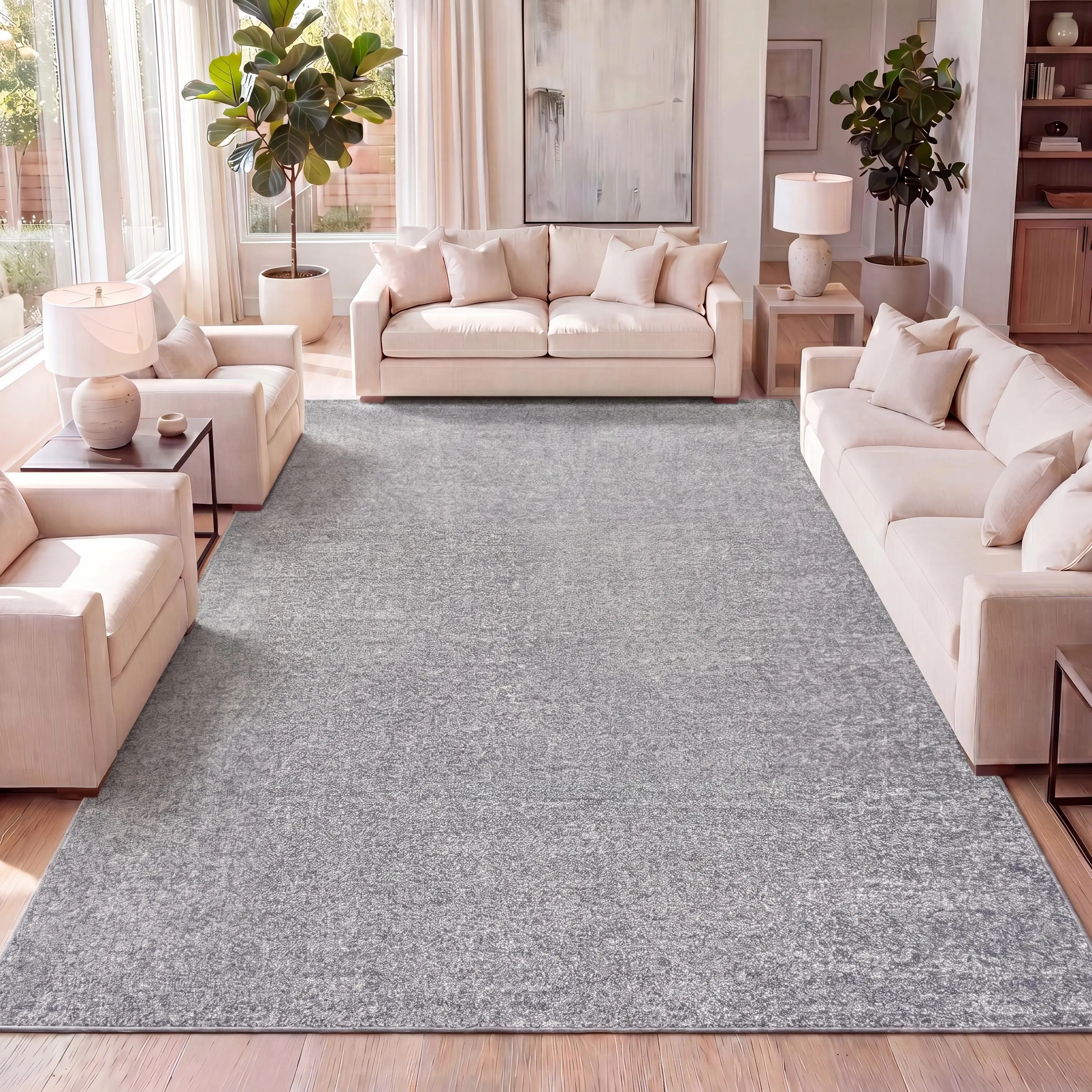 JONATHAN Y Haze Solid Low-Pile Gray Cozy Decorative Area Rug - Modern Soft Indoor Floor Piece for Bedroom, Office Rugs for Indoor Areas