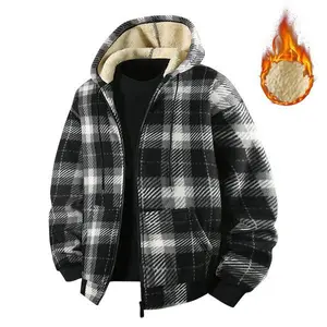 Men's winter clothing featuring a comfortable and skin-friendly plaid fabric shell with a fleece lining for warmth, suitable for everyday commuting.