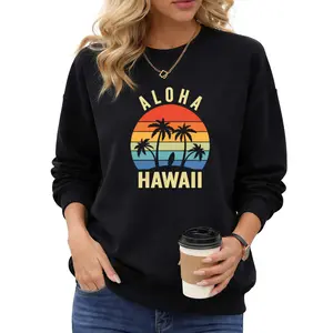 Island Breeze Aloha Hawaii Surfboard Palm Sweatshirt in Long Sleeve