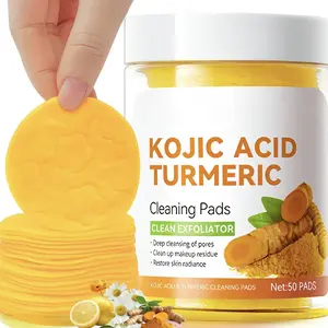 Kojic Acid Turmeric Cleansing Wipe Pads Exfoliate for Acne and Dark Spots