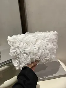 Valentine's Day gift! Exquisite, elegant, sweet and atmospheric floral embossed handbag with rose pattern design, fashionable and personalized bag, can accommodate mobile phones, lipstick, suitable for attending dinners, dates, and socializing