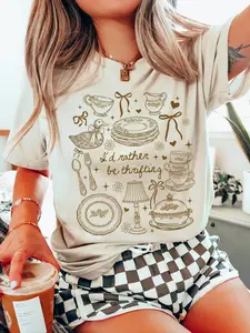 Vintage I'd Rather Be Thrifting Shirt, Funny Thrift Store Lover Graphic Tee, Retro Y2K Reseller Aesthetic Sweatshirt, Cute Secondhand Shopping Shirt, Trendy Sustainable Fashion Tee, Gift for Men Women, Crew Neck T-shirt, Trending T-shirt