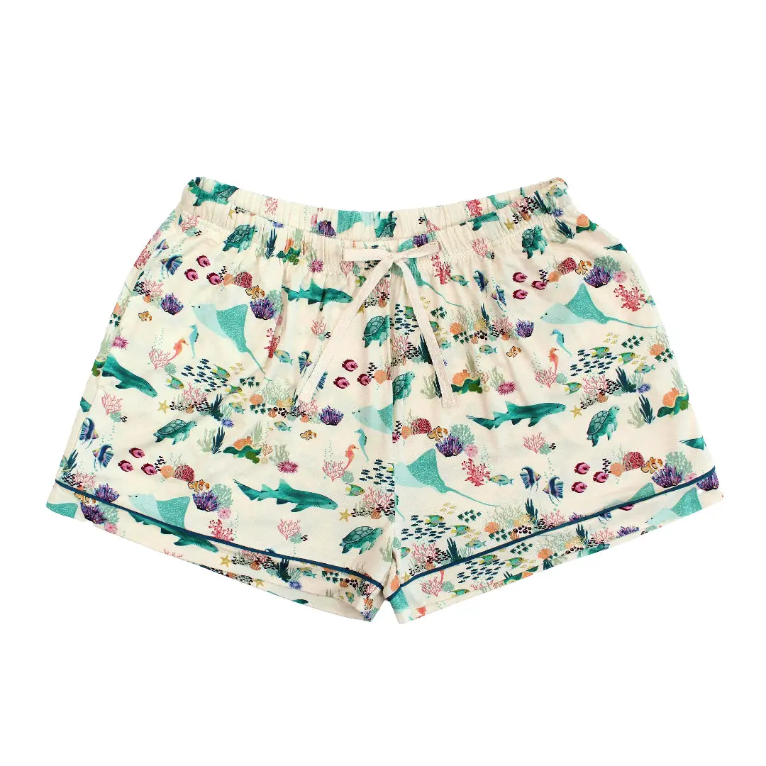 Coral Reef Womens Bamboo Pajama Shorts