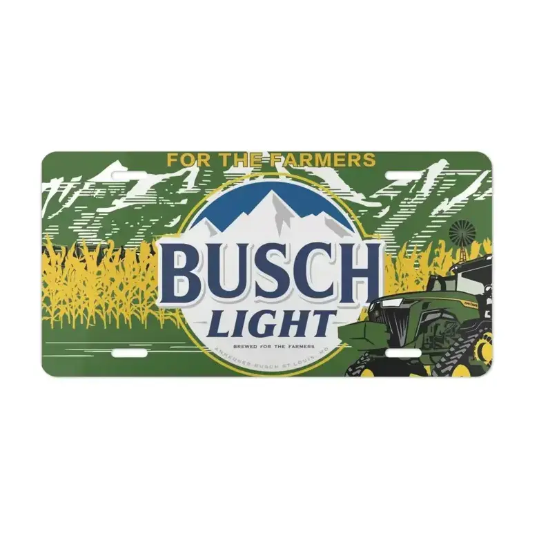 Johns Deere Buschs Light License Plate, 12x6 Aluminum Vanity Tag, Farm Beer Style Front Car Plate, Truck Auto Decor, Car Accessories Gift