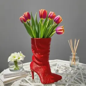 Style High Heel Boot Shaped Flower Vase, Decorative Vase, Unique Artistic Desktop Decoration, Table Decor, Trendy Home Decor Accessory, Perfect Gift Idea