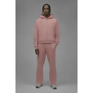 410 Oversized Cropped Zip Hoodie - Pink