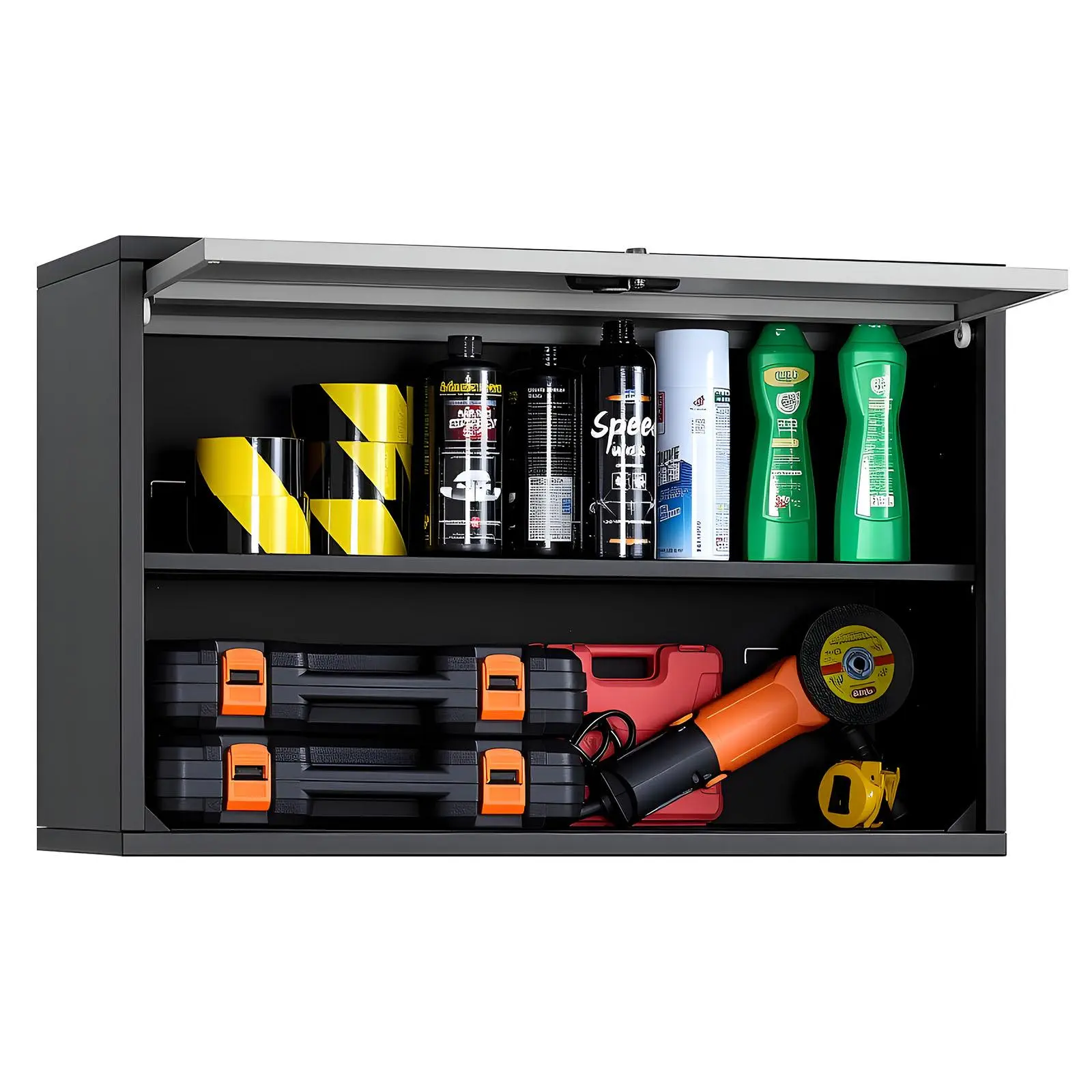 【summerfinds】VEVOR Anti-Rust Lockable Metal Wall Cabinet, 27.56W x 12.01D x 19.69H in, Floating Up-Flip Door Cabinet with Shelf, 240 lbs Load Capacity, for Garage & Kitchen Supplies Storage, Assembly Required, Anti-Rust Wall Cabinets