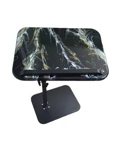 C- Shape Table  Epoxy Top- 360° Swivel Adjustable Height Rotating Sofa Table C Table End Table Laptop Desk with Phone & Tablet Slot, Perfect Fits Small Spaces Epoxy top