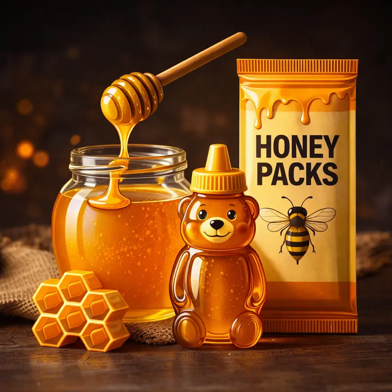 Energy Honey Pack with Royal Jelly and Bee Pollen, 12 Sachets, 20g Each, Rich Natural Sweetener for Tea, Perfect for New Year Healthy Habits and Winter Wellness, Convenient Single-Serve Packs for Travel, Work, or Daily Gym Use.