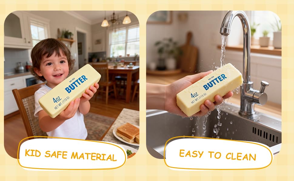 Squeeze Ball Realistic Butter Stick Soft Squeeze Toys, Upgrade Stress Relief Fidget Toys Wet Slow Rebound Stress Relief Toy, Slow Rebound Cute Butter Squeeze Stress Balls (Beige)