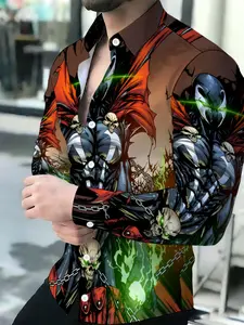 Men's Spawn Graphic Print Long Sleeve Button Down Shirt
