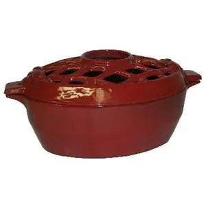 212 MAIN John Wright 31674 Red Lattice Cast Iron Porcelain Steamer