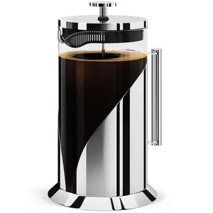 Cafe Du Chateau French Press Coffee Maker - 34oz Versatile Coffee Press Coffee Maker with 4-Level Filtration, BPA Free, French Press Stainless Steel