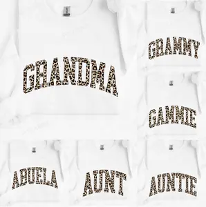 Custom Leopard Mama Sweatshirt, Personalized Mother's Day Gift, Black Crewneck for Mom Nana Gigi Mimi Granny Auntie, Retro Varsity Letter Pullover, Trendy Cheetah Print Gift for New Mom