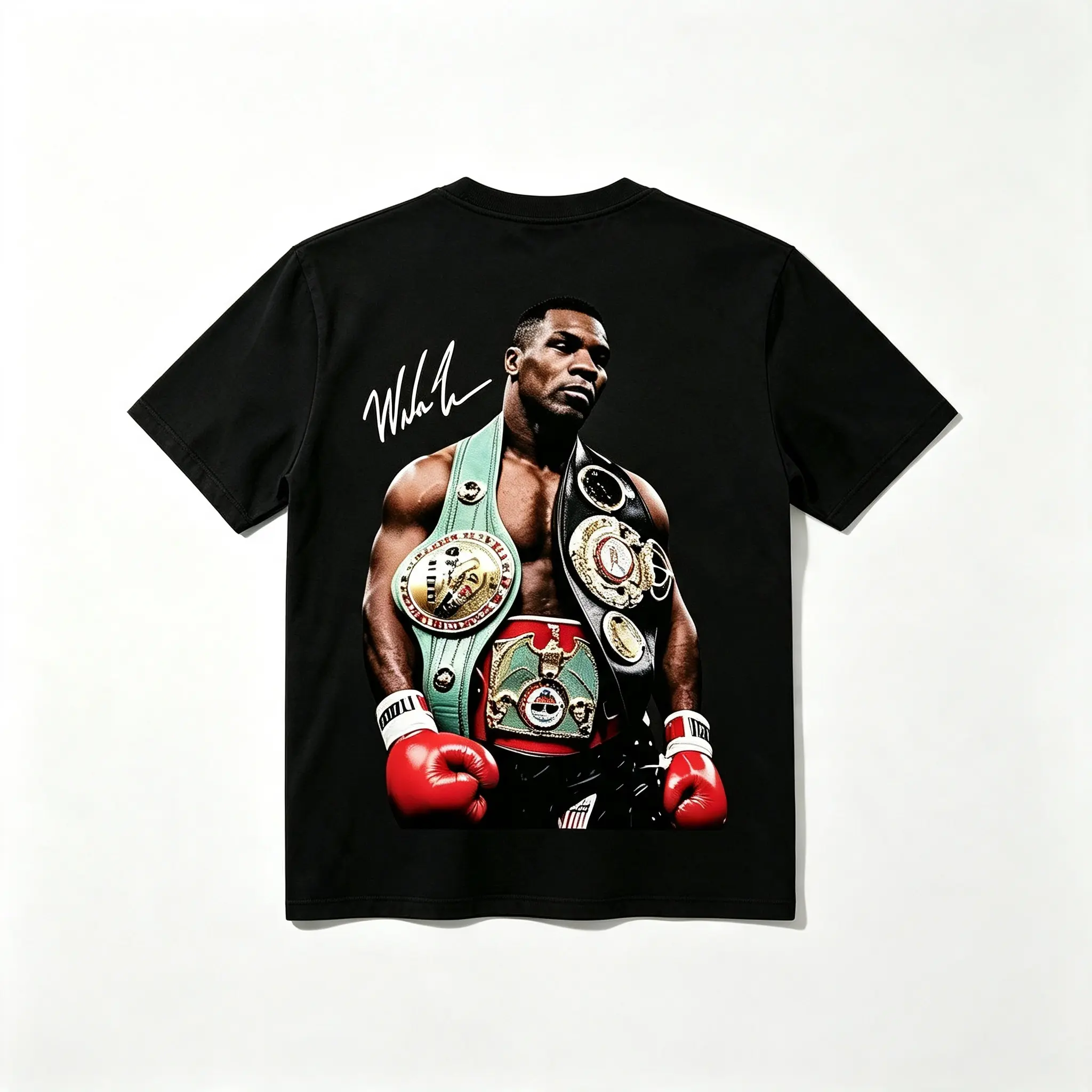 Men's Unisex DTG Printing Mike Tyson Championship Belts Boxing Graphic Tee, Breathable Cotton, Soft, Relaxed Fit for Boxing Fans Daily Casual Wear