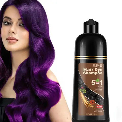Purple Hair Dye Shampoo - 17.6 Fl Oz Semi-Permanent Color, Natural Plant Extracts Formula, Salon Coverage for Gray Hair, Easy-to-Use, For Women & Men, Haircare with Conditioner