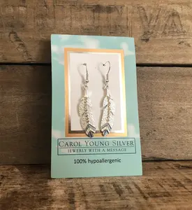 Eagle Feather Earrings / Drop Wire on CARD