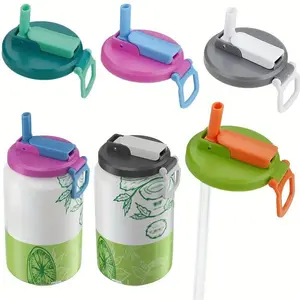 4-pack 4 Color Soda Can Lids with straw,Silicone Straws Soda Can Covers,straw soda can lid,BPA-Free, Reusable for can covers for soda, Beverage, Juice,Seltzer