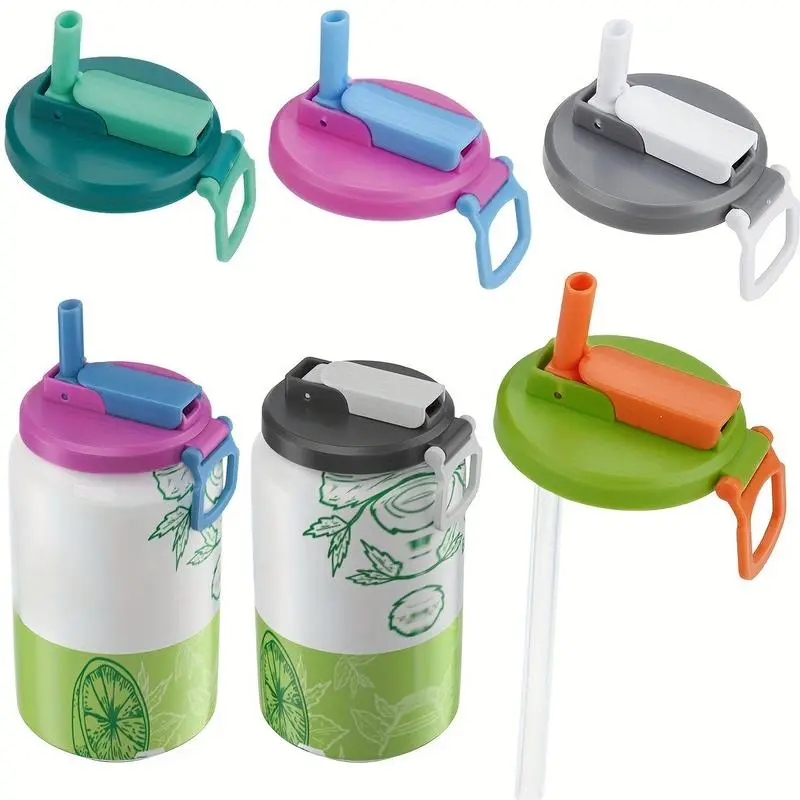 4-pack 4 Color Soda Can Lids with straw,Silicone Straws Soda Can Covers,straw soda can lid,BPA-Free, Reusable for can covers for soda, Beverage, Juice,Seltzer