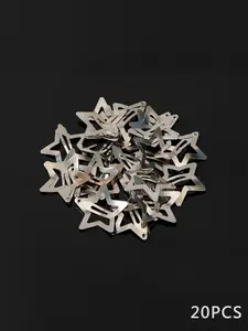 20pcs Women's Cute Playful Star Design Hair Clips Hairpins, Summer 2024 Casual New Trendy Plain Color Hair Clips, Fashionable Y2k Hair Accessories for Daily Hairstyle Decoration, Hair Styling Clips