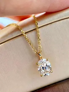Women's Elegant Cubic Zirconia Pendant Necklace, Exquisite Trendy Pendant Necklace, Chic Gorgeous Jewelry As Gift for Girlfriend