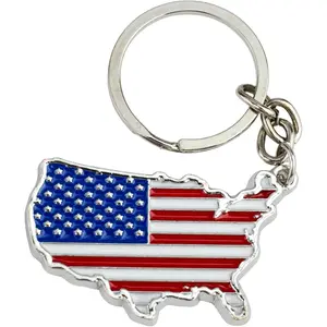 American Flag Keychain, Patriotic USA Keyring, United States Map Key Ring, 4th Of July Patriotic Souvenir Bag Charm For American Patriot Traveler, Independence Day Gift, USA Travel Key Accessories