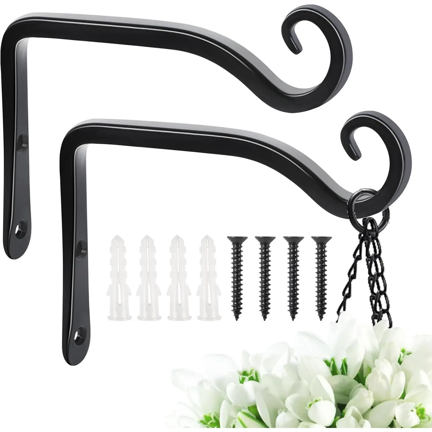 Hanging  Bracket 2 Pack 6 Inch Hand-Forged  Hangers for Outdoor with Screws