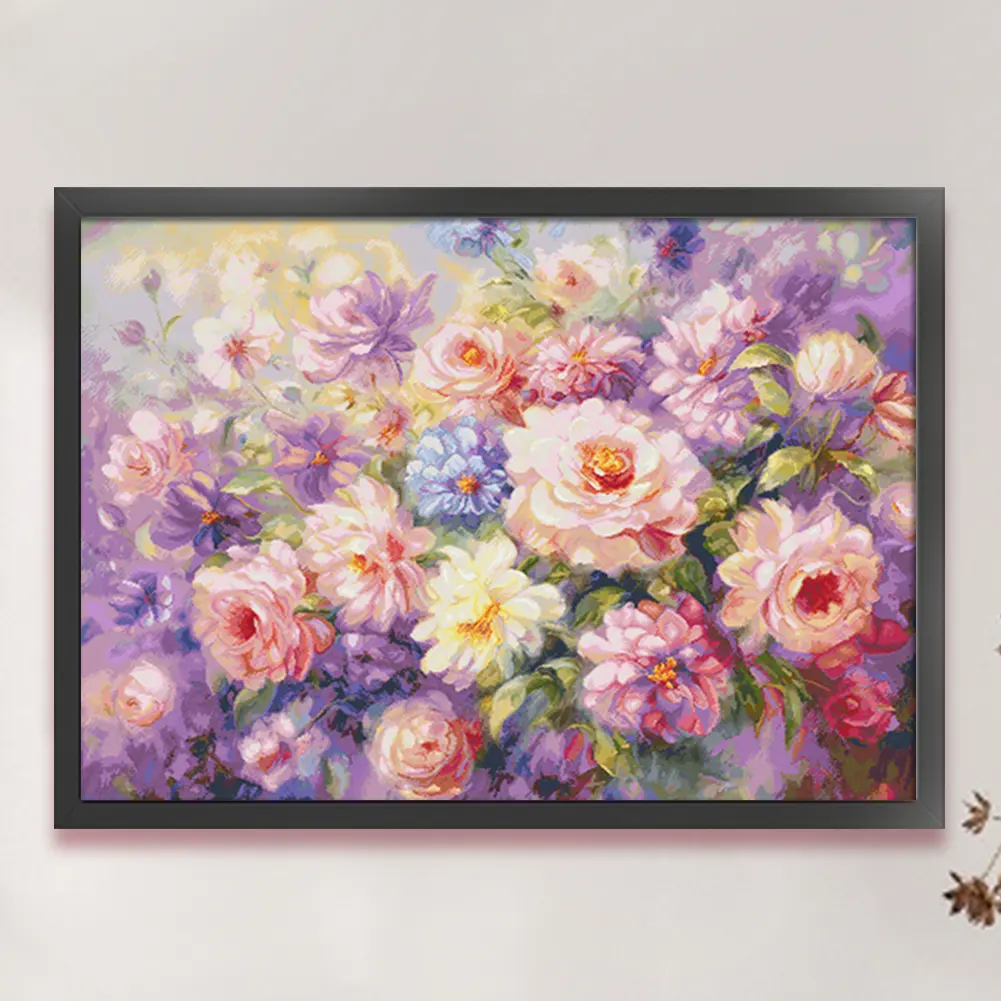 14CT Full Embroidery Cross Stitch Kit for Beginners, Egyptian Cotton Embroidery Thread Set, 126x97cm Floral Printed Fabric, Guide Graphic, Manual, Unique Home DIY Needlework Gift for Adults, Embroidery For Beginner