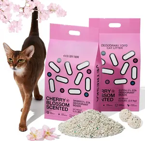 Cherry Blossom Tofu  Litter, Kitty Litter  Clumping Flushable  Litter Pellets Ultra Absorbent,Dust-Free,Low ,Deodorant Tofu Litter Compostable(5.5lb2bags)