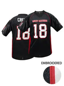 Men's American Football Jersey, MEAN MACHINE #18 Paul Crewe The Longest Yard Movie Rugby Jersey,Loose Fit Short Sleeve Top, Embroidered Breathable Football T-Shirt for Training & Competition
