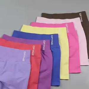 Dfyne Impact Low Ribbed Waist Band Yoga Seamless Scrunch Bum Workout Gym Booty Hight Stretch Running Shorts