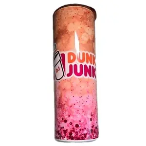 Dunkin Junkie 20oz. Stainless Steel Customized Tumbler Drinkware Water Bottles Cup Washable Portable Coffee Flasks Reusable Straw