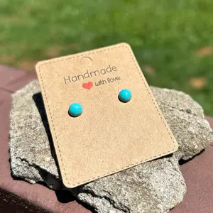 Turquoise Stud Earrings Silver Turquoise Studs 6mm Size Classic Gemstone Hypoallergenic Earrings Handmade Jewelry