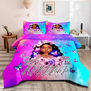 Black Girl Magic Comforter Set,  Bed Comforter Sets for Girls,  Black Girl Bedding Set Bedroom Decor Afro Melanin Bedspreads Quilt Black Girl Bed Set