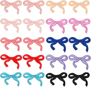 20 Pcs Pink Iron on Bows Mini Embroidery Bow Iron on Patches Cute Coquette Irons on Patches for Clothes Girl Aesthetic DIY Crafts Gift Backpack Hat Sewing Jeans Shirt Jacket(10 Colors)
