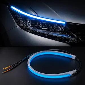 Universal LED Headlight DRL Strip, Flexible Daytime Running Light with Sequential Turn Signal, IP68 Waterproof Soft Tube Light for Cars SUVs Trucks