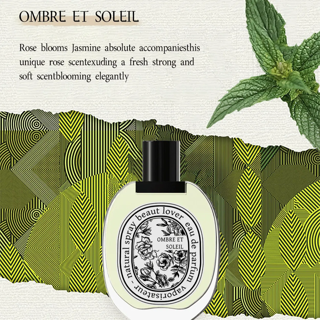 Ombre et Soleil Neutral Unisex Perfume 49ml Single Item - Long-lasting Rose-infused Green Leaf Floral Fragrance with Bitter Orange Leaves, Black Currant Leaves & Flowers, for Confident, Bold, Charming Outdoor Moments